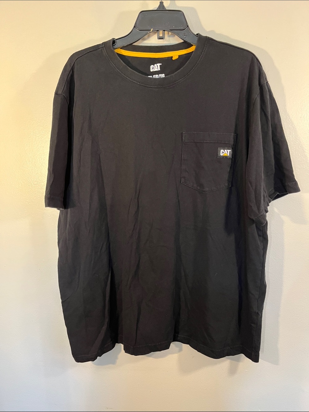 CAT Men's Black Short-Sleeve Pocket Tee with Logo